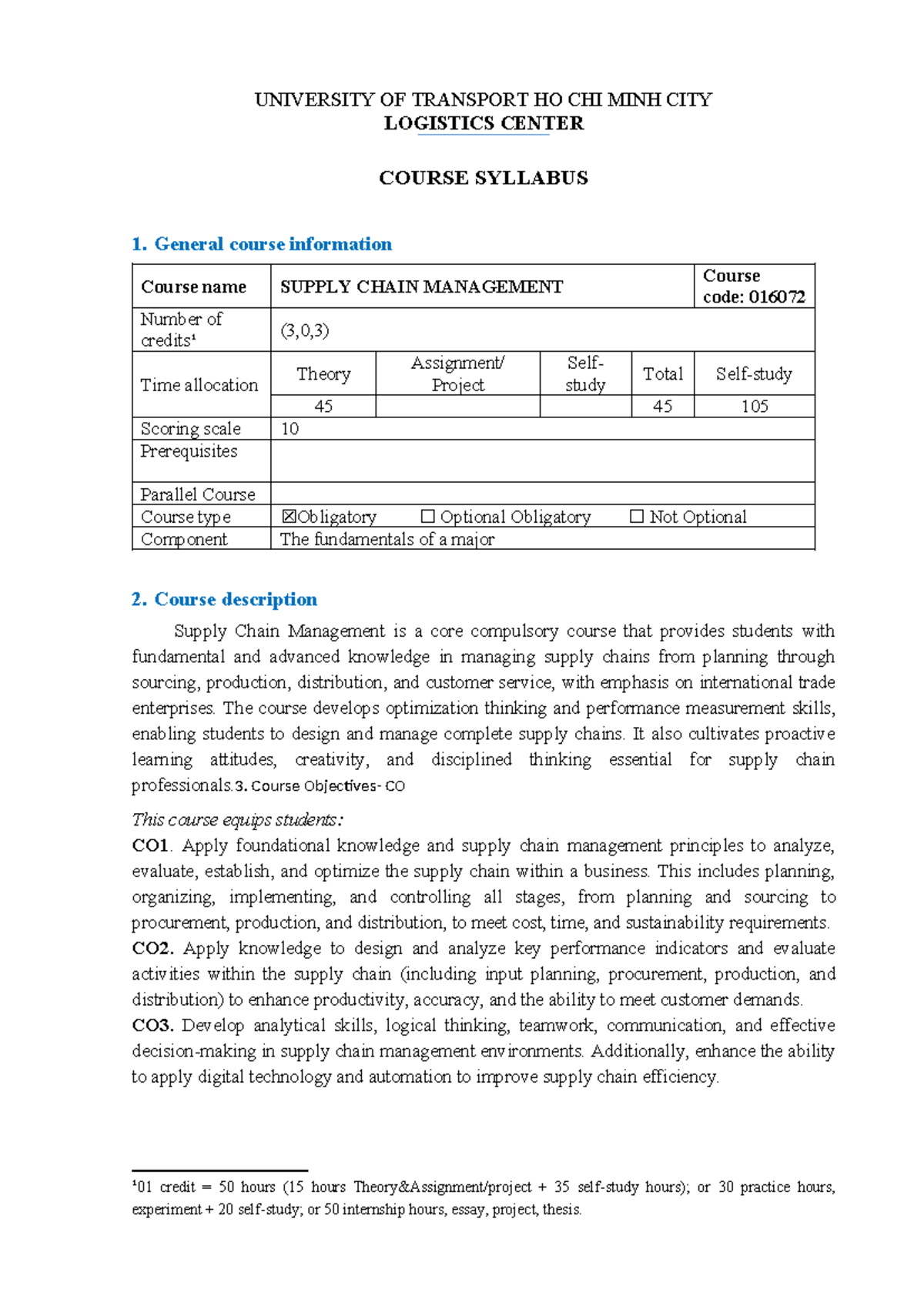 016072 Supply Chain Management Course Syllabus and Overview - Studocu