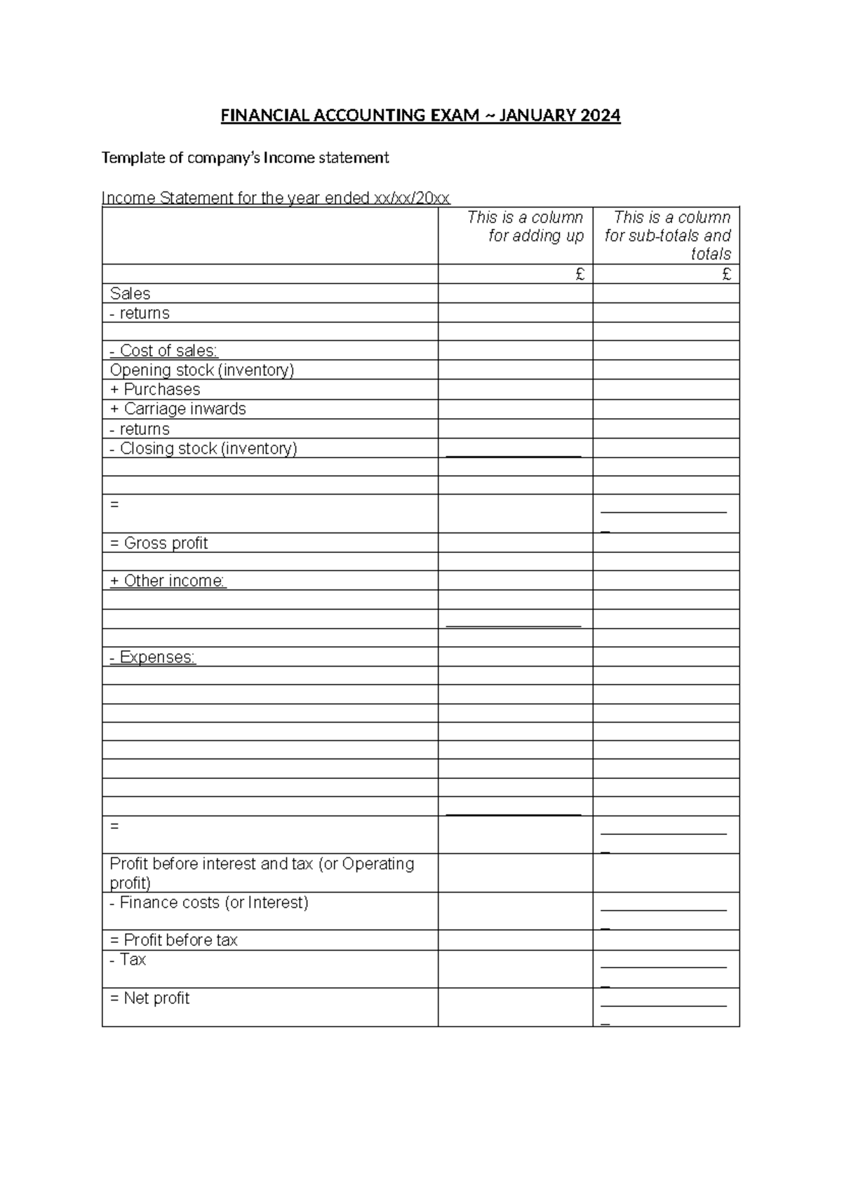 Financial Accounting EXAM Notes - January 2024 Review - Studocu