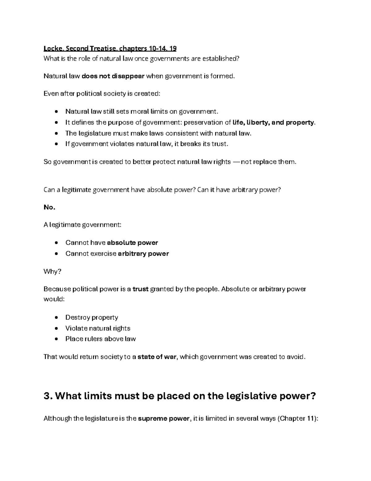 Locke's Second Treatise & Letter on Toleration: Key Concepts - Studocu