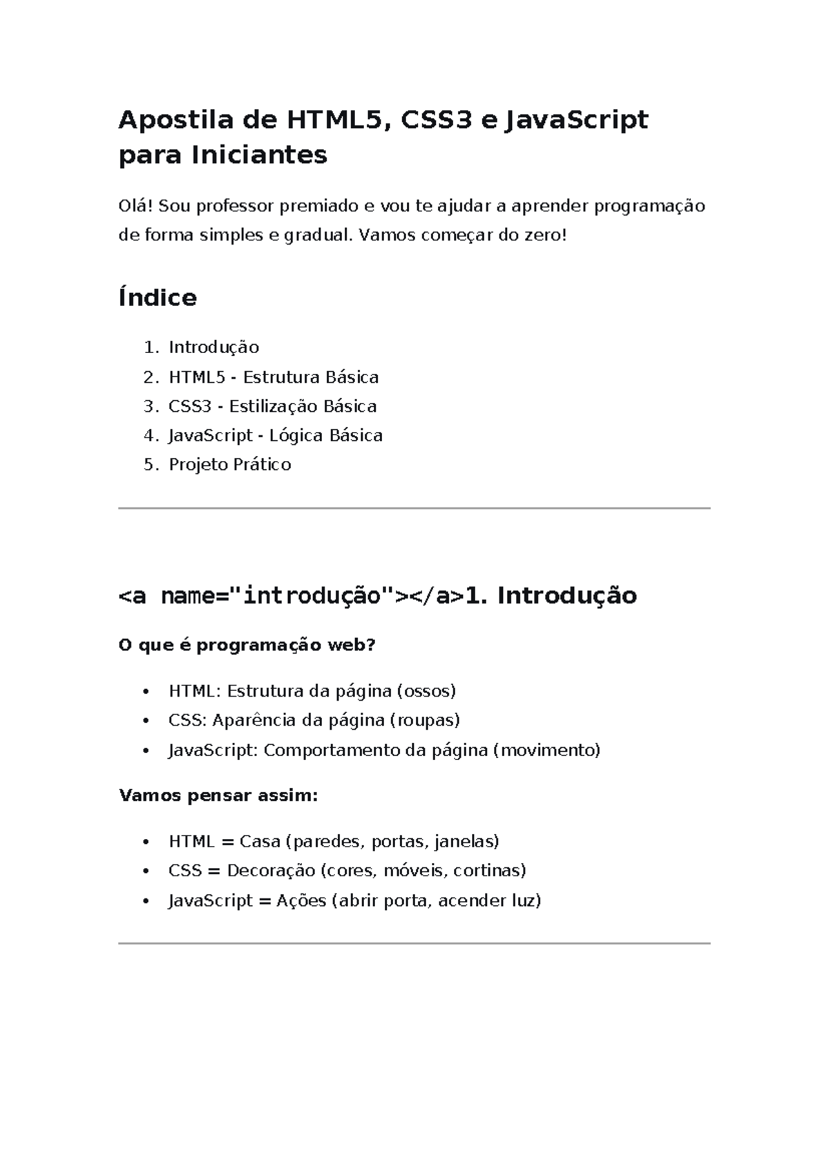 Apostila Prática de HTML5, CSS3 e JavaScript para Iniciantes - Studocu