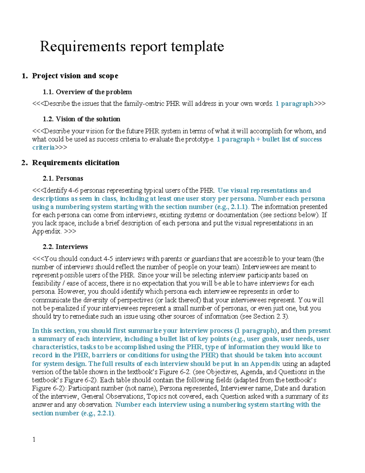 Requirements Report Template - W2025: Project Vision & Scope Analysis ...