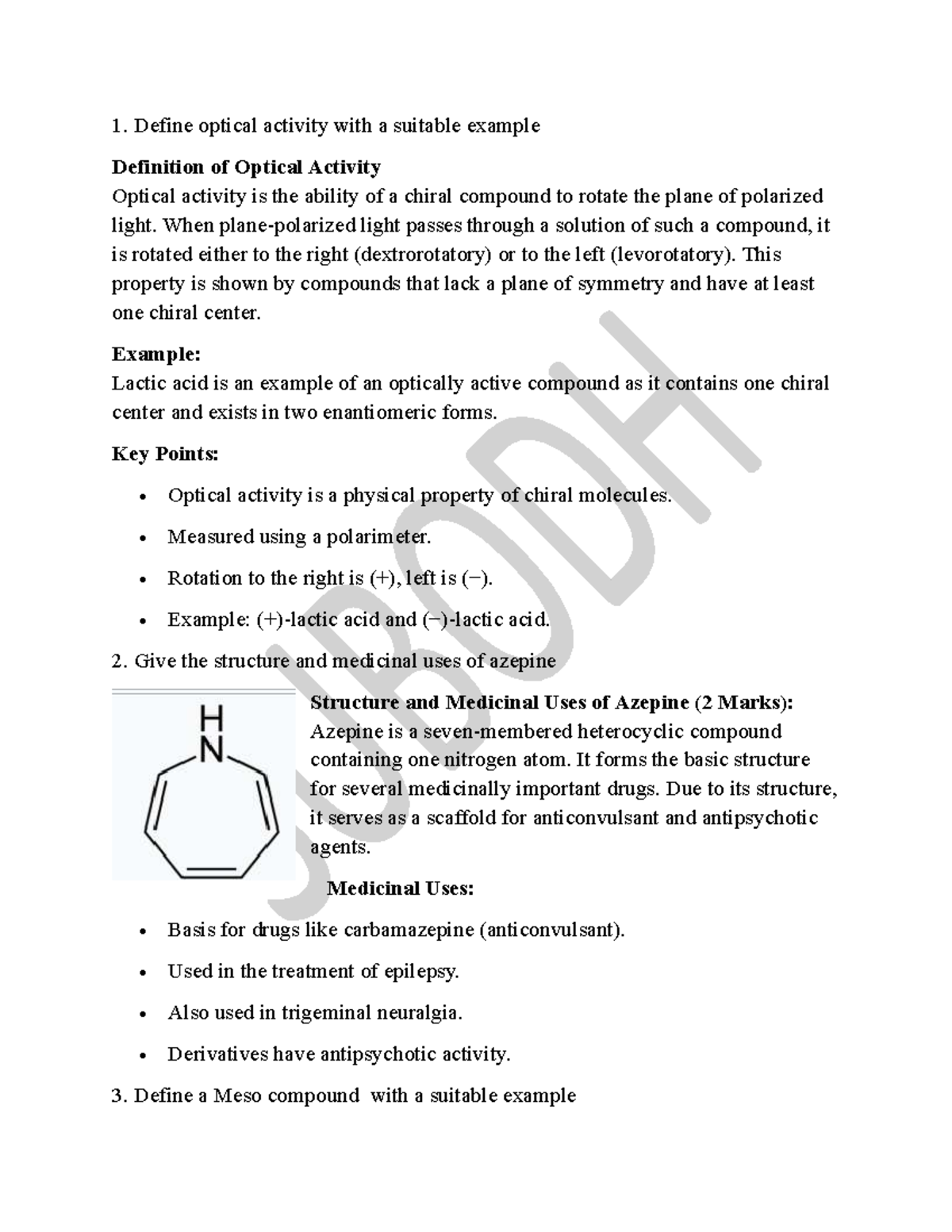 POC3 - Optical Activity, Isomerism, and Heterocyclic Compounds Notes ...
