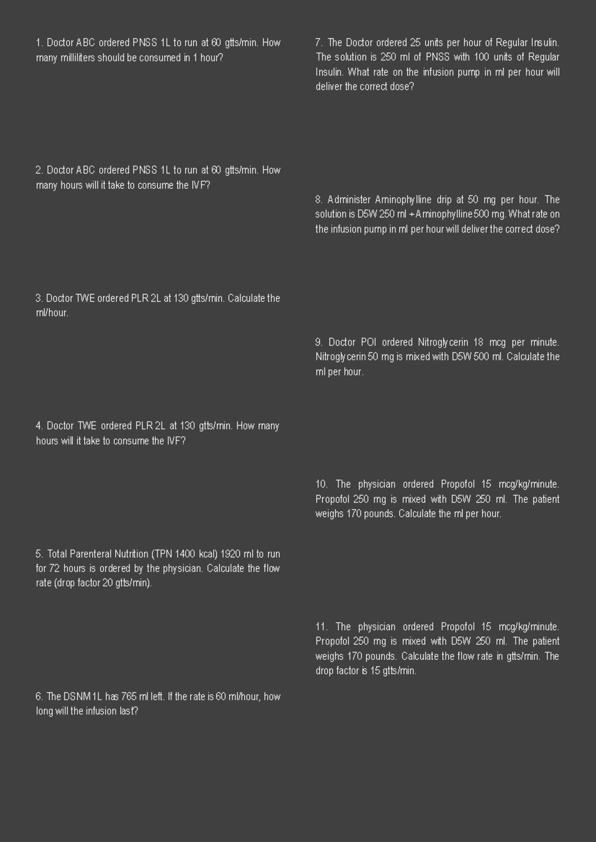 Drug Computations for IV Infusions and Dosage Calculations (DRUG-101 ...