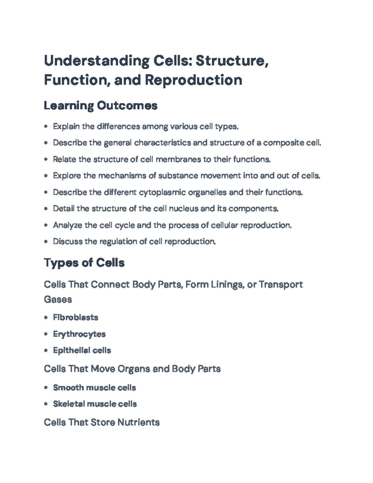 Cell Biology: Structure, Function, and Reproduction Overview (BIO101 ...