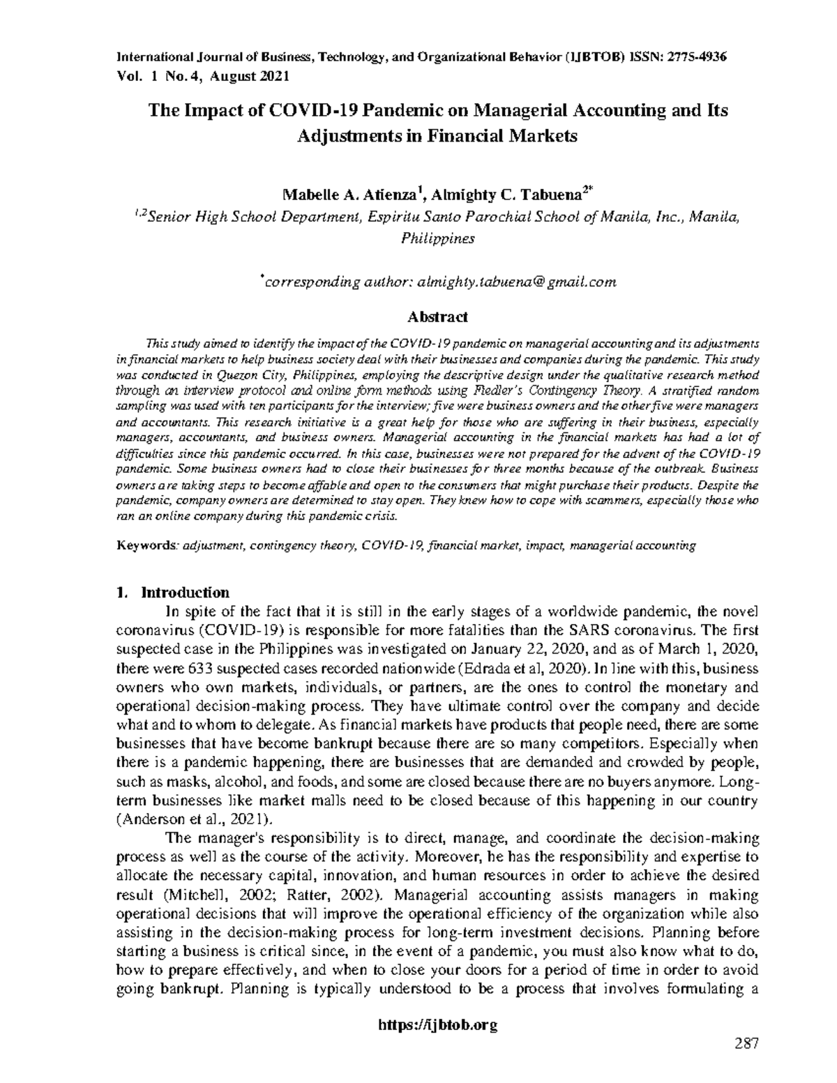 The Impact of Covid 19 Pandemic on Managerial Accounting and Its ...