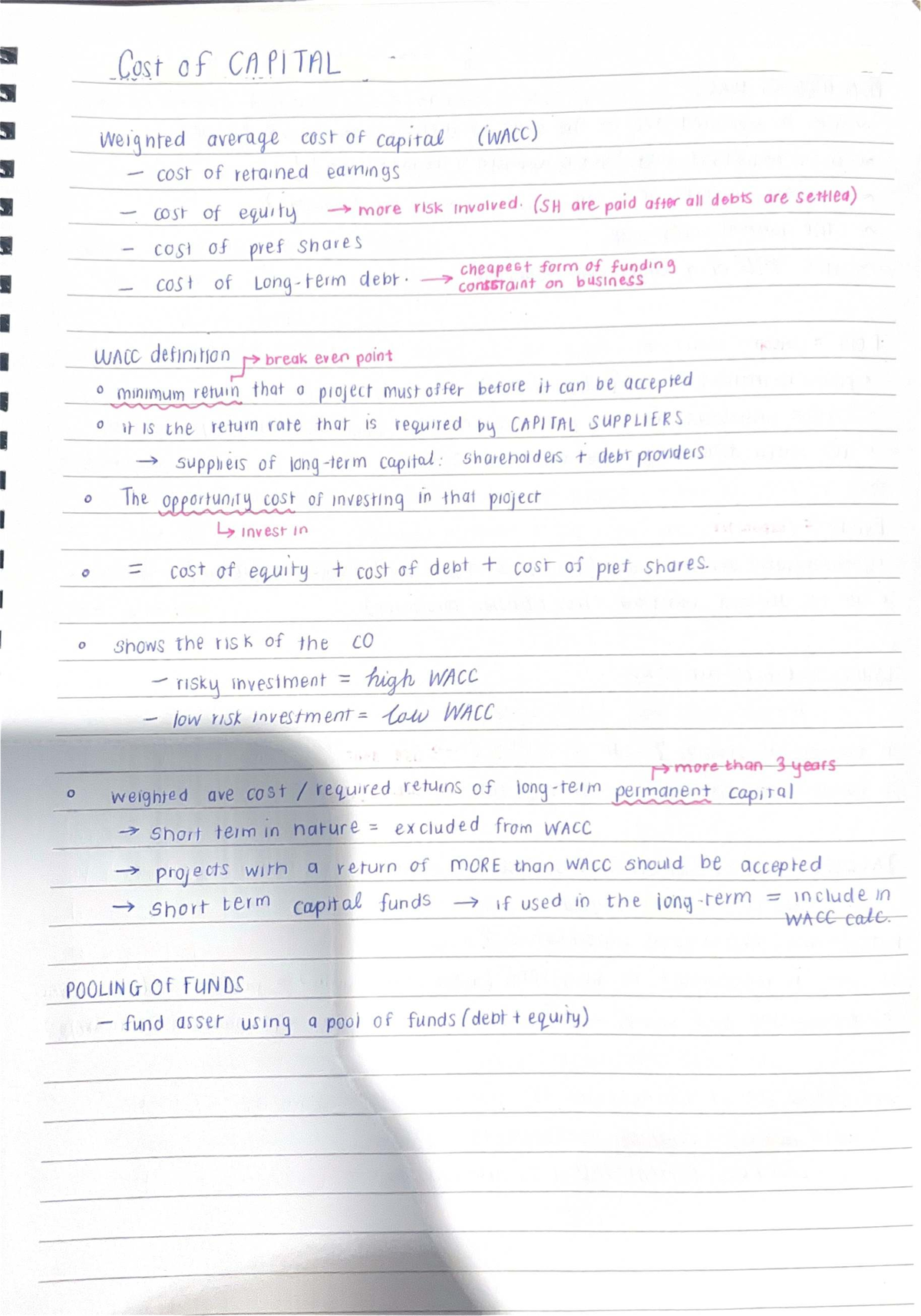 Cost of Capital Notes (FIN 301) - Understanding WACC and Funding ...