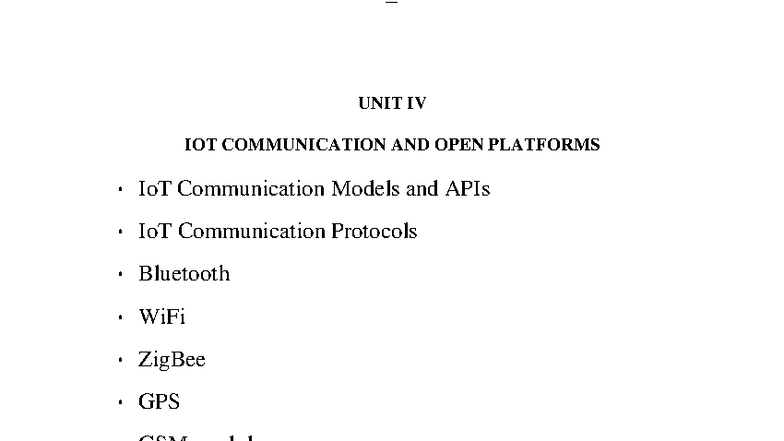 OM oARc 5763 Unit IV: IoT Communication Models & Protocols Overview ...