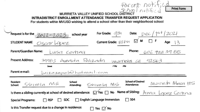 Intradistrict Transfer Request Application for MWSD Students - Studocu