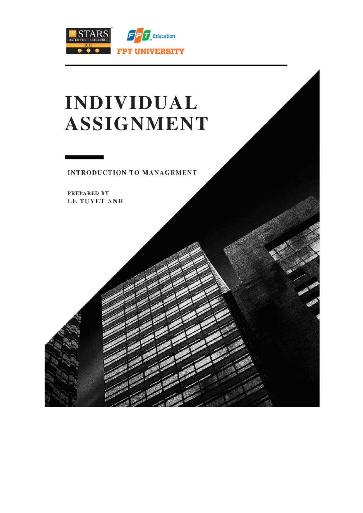 Individual Assignment - MGT103 - INTRODUCTION TO MANAGEMENT ...