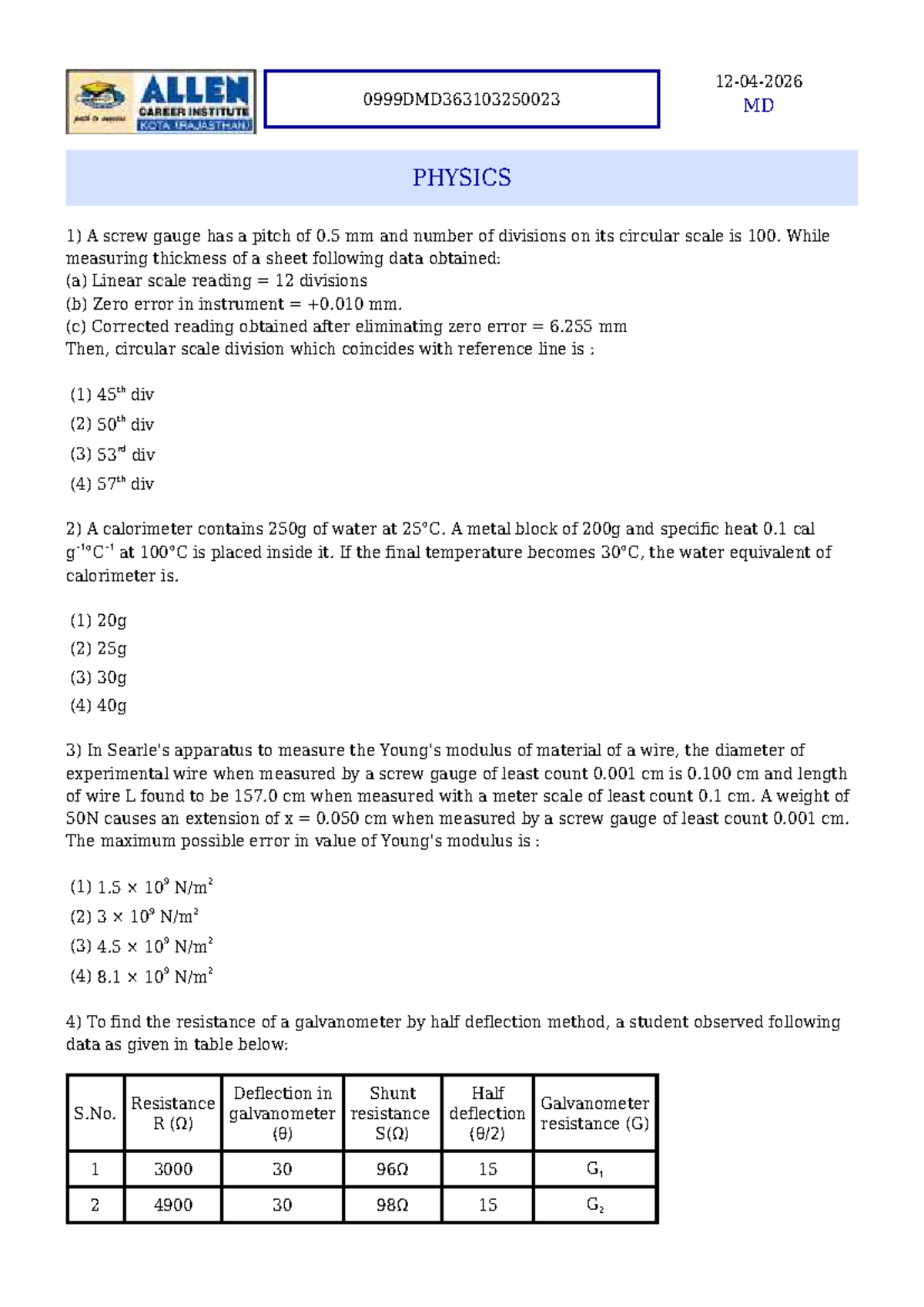 MD PHYSICS Solution Guide - Best for NEET Preparation - Studocu