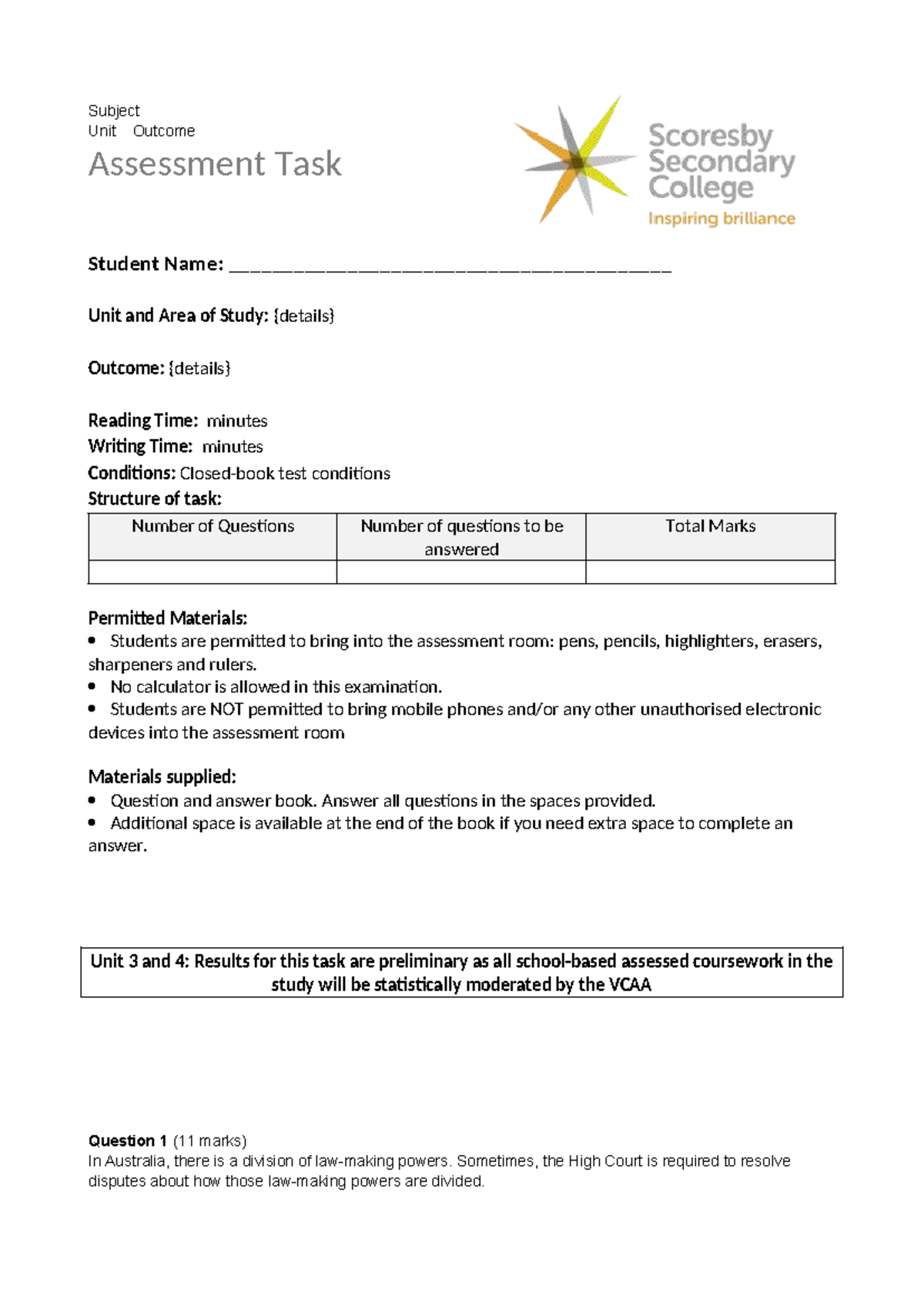 Unit 4 AOS 1 LS 2021 - Legal Studies Assessment Task Guide - Studocu