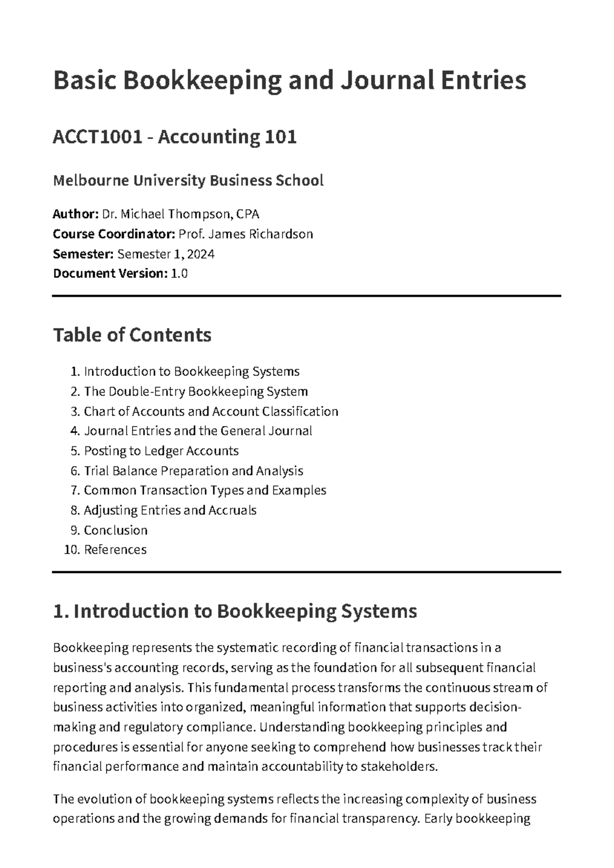 Basic Bookkeeping & Journal Entries: ACCT1001 Accounting 101 Guide ...