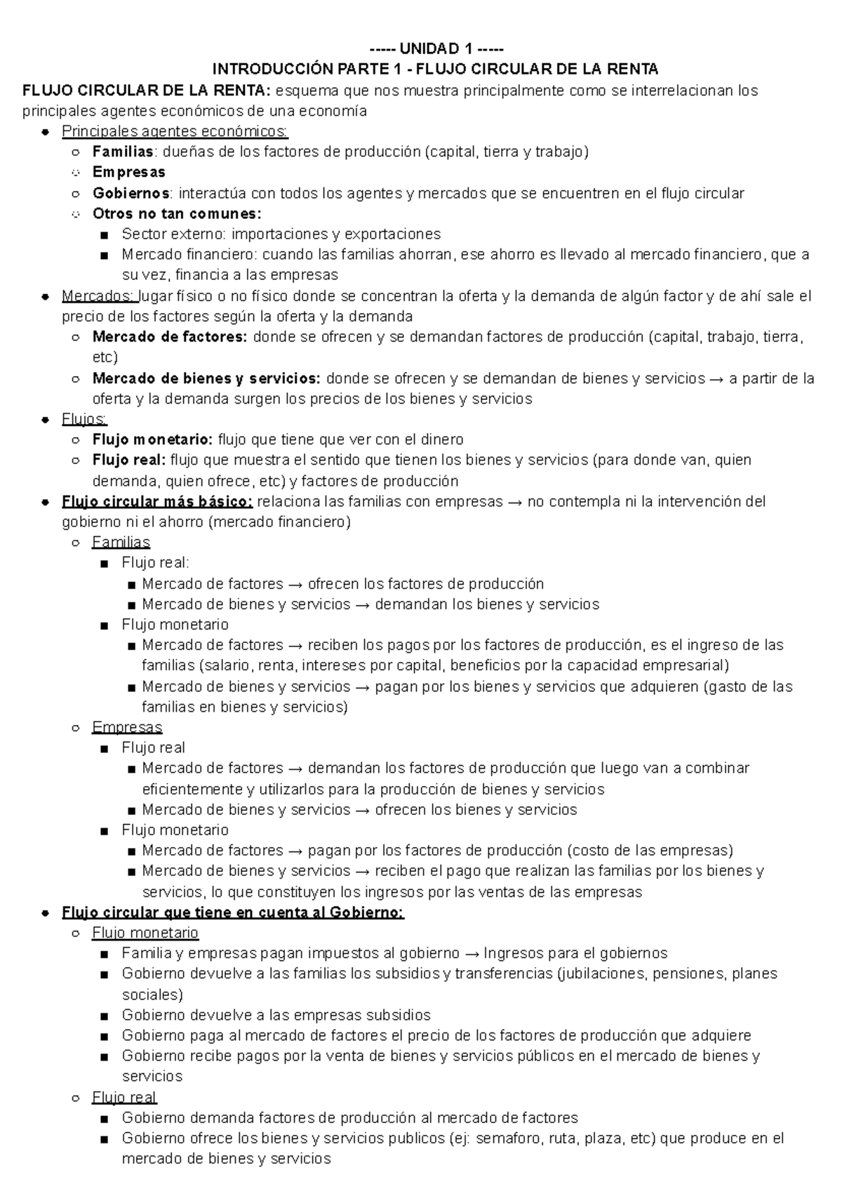 UNIDAD 1 PARTE 1: FLUJO CIRCULAR DE LA RENTA Y PBI EN MACROECONOMÍA ...
