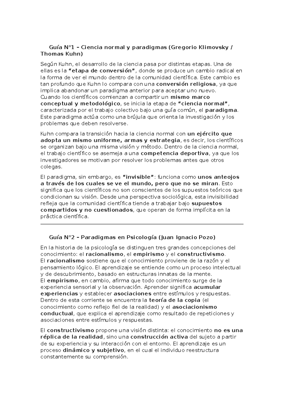 Guía de Teorías y Sistemas en Psicología (Parcial Teorías y Sistemas 2 ...