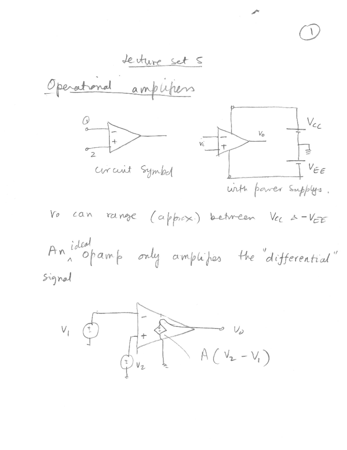 Lecture Set 5: Operational Amplifiers and Circuit Analysis - Studocu