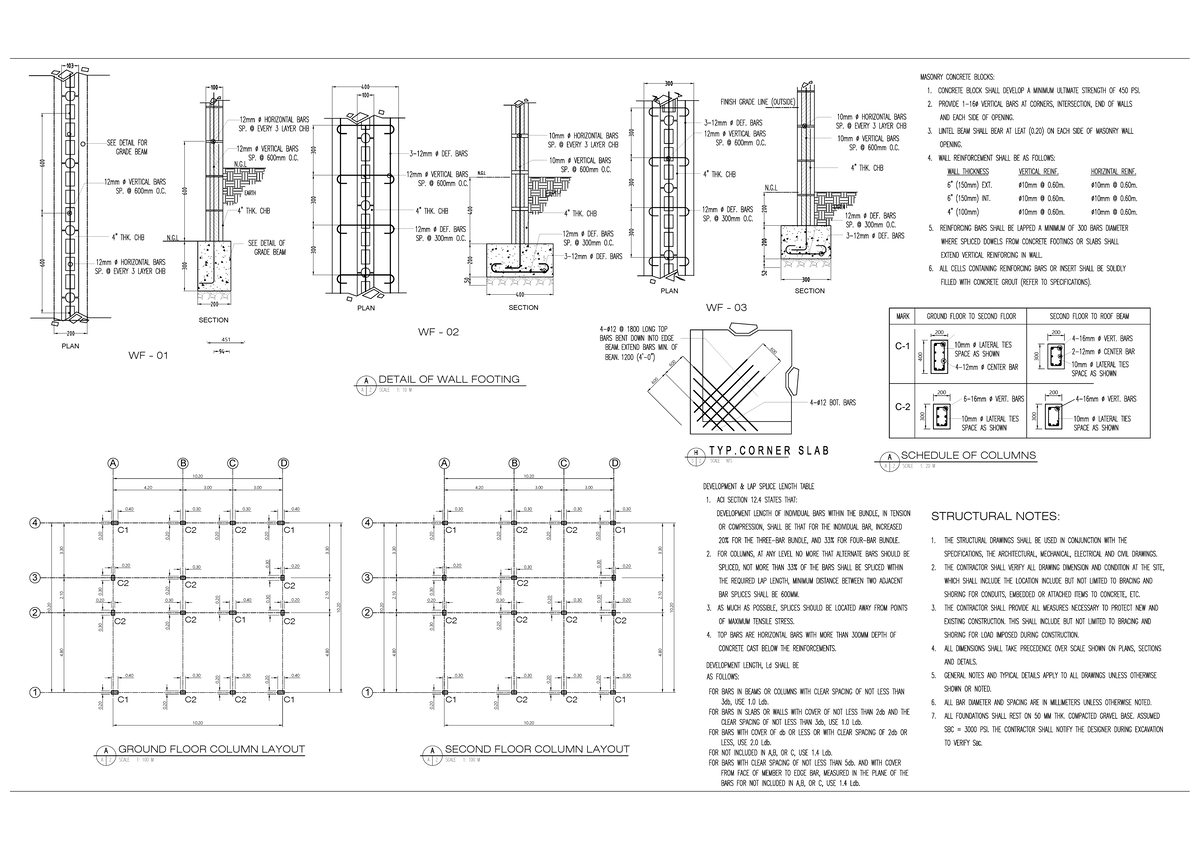 S2 - Structural Details: Wall Footing & Column Layouts - Studocu