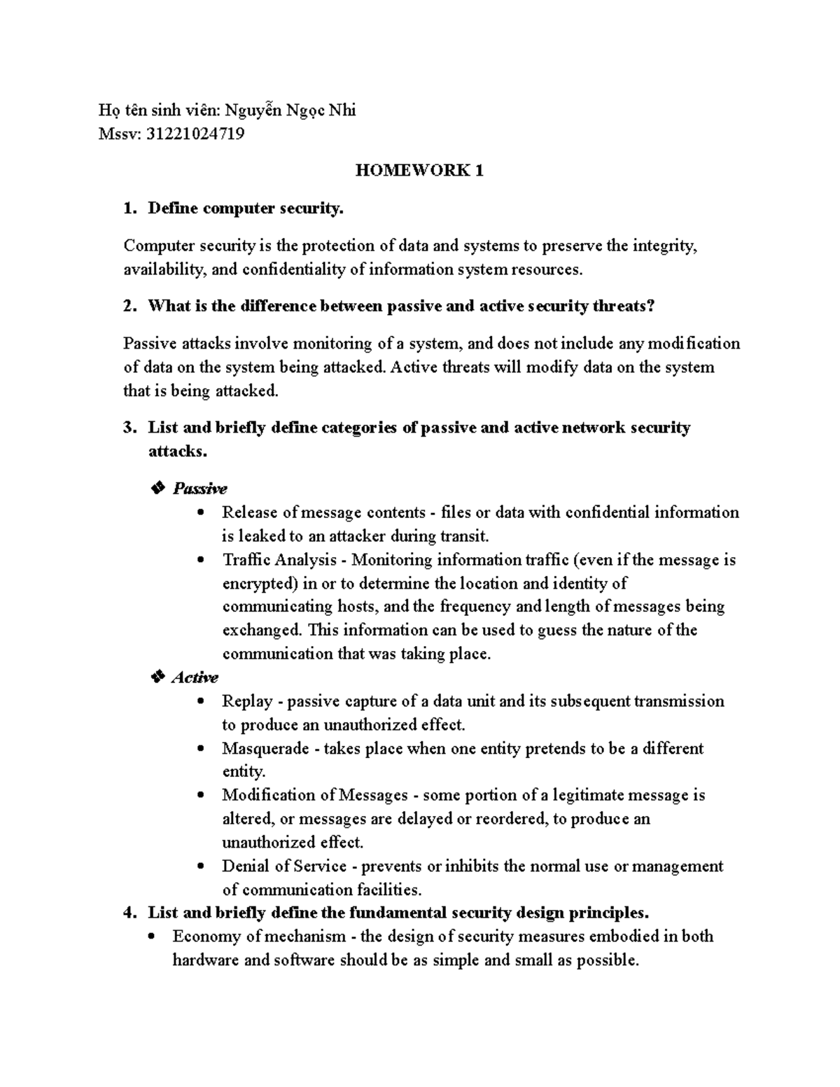 Homework 1 - Bài tập về nhà 1: Computer security concepts and ...