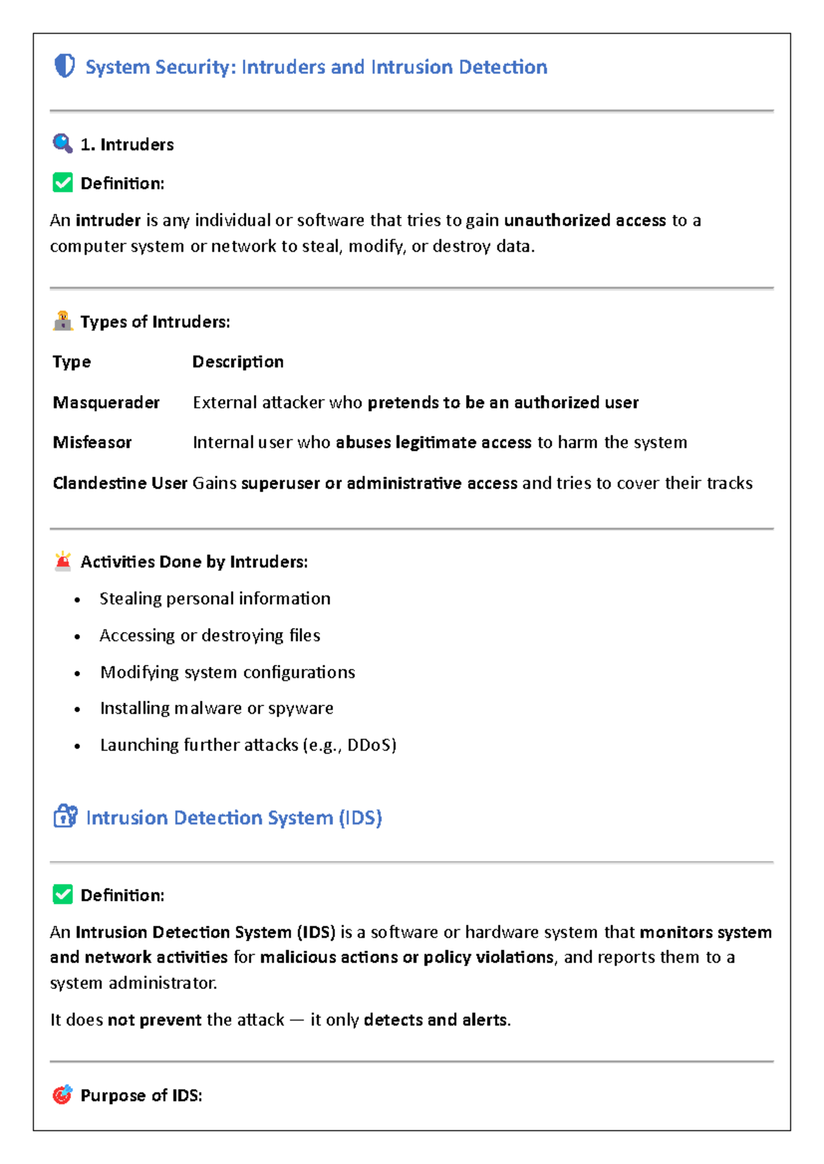 Unit 5 Information Security notes - 🛡️ System Security: Intruders and ...