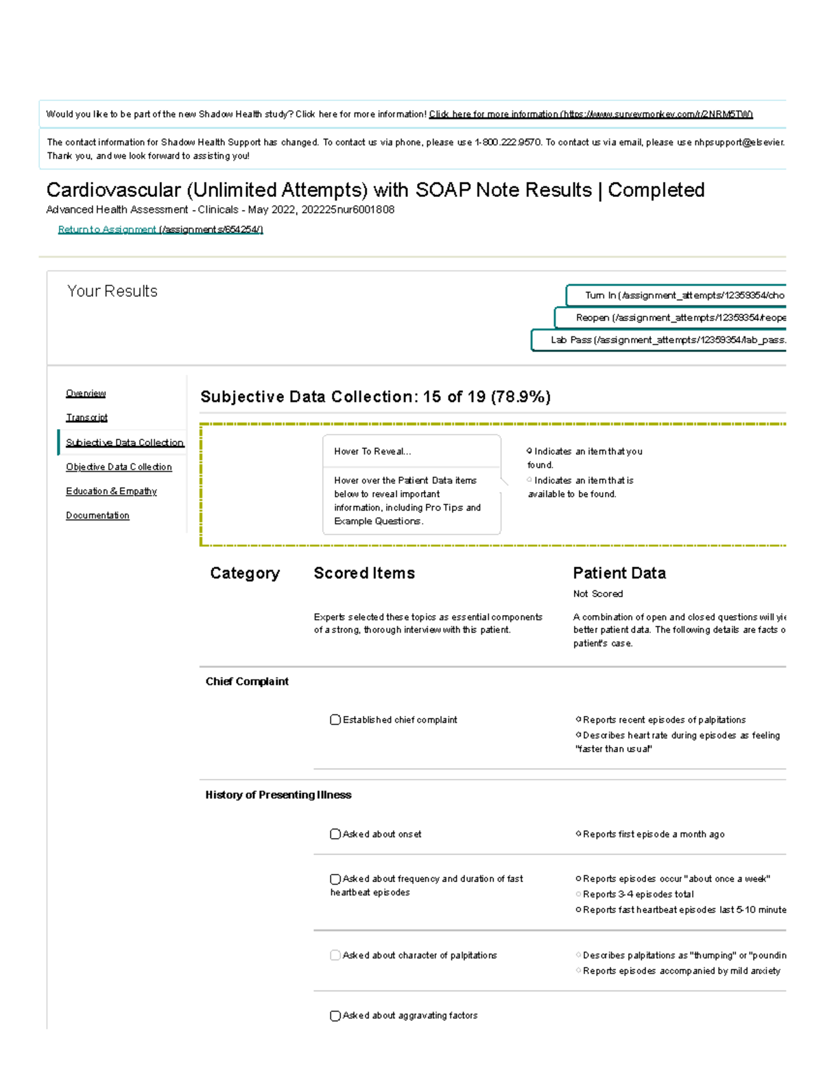 Advanced Health Assessment: Cardiac SOAP Note Results - May 202225nur ...