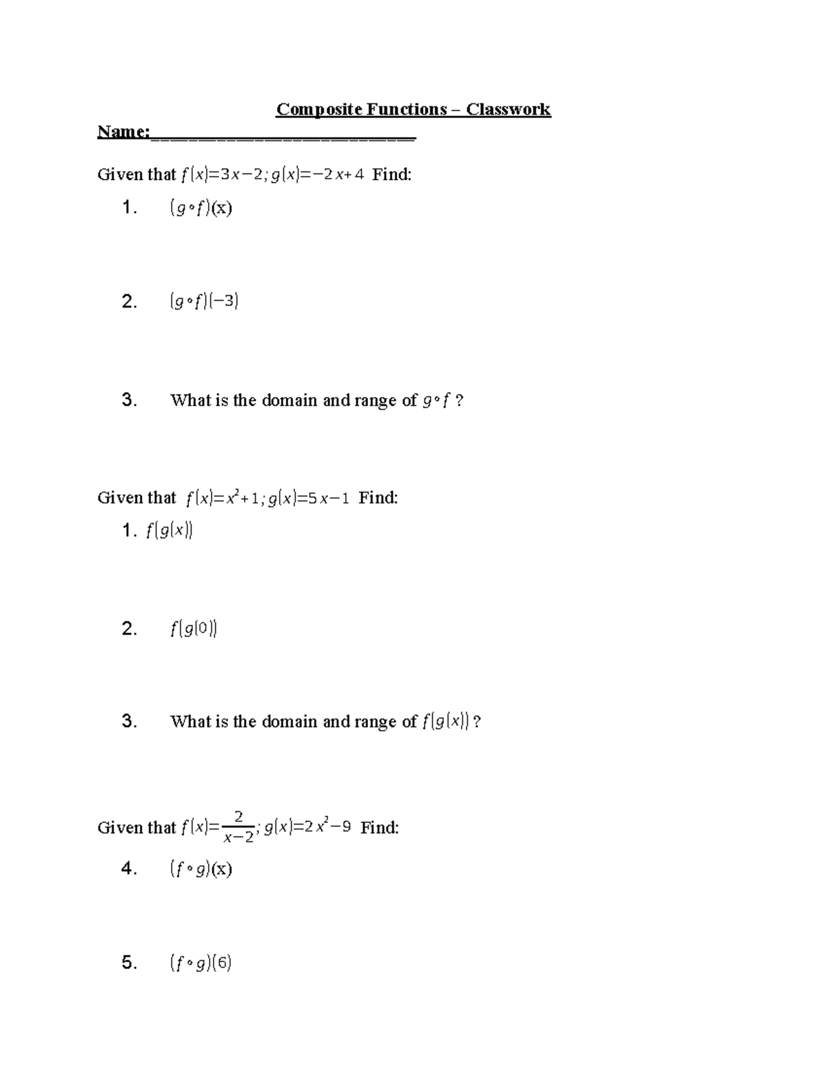 Composite Functions - Lecture Notes & Quizzes - Studocu
