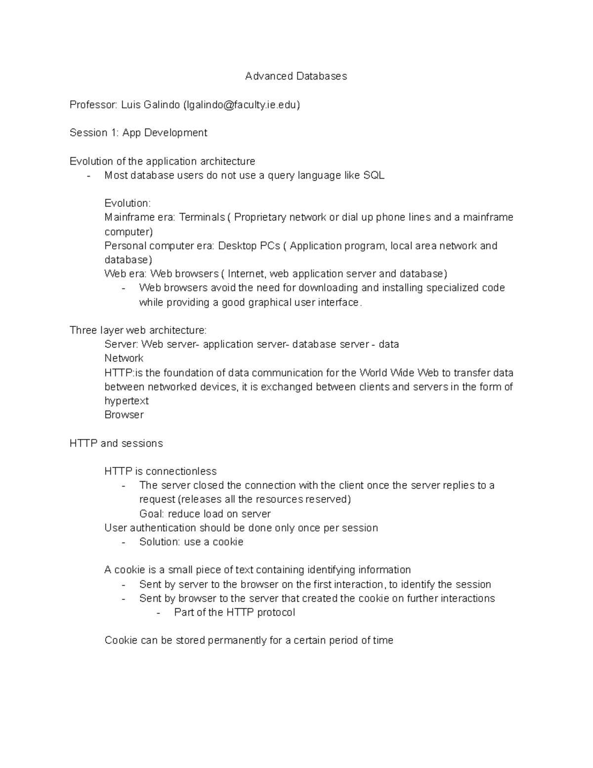 Class Notes - Advanced Databases (Course Code: AD101) - Studocu
