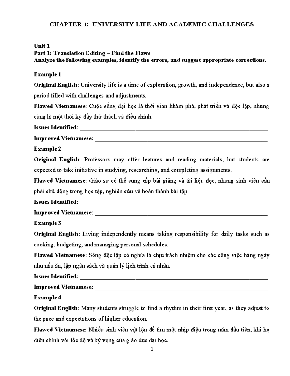 CHAPTER 1: UNIVERSITY LIFE AND ACADEMIC CHALLENGES - Translation ...