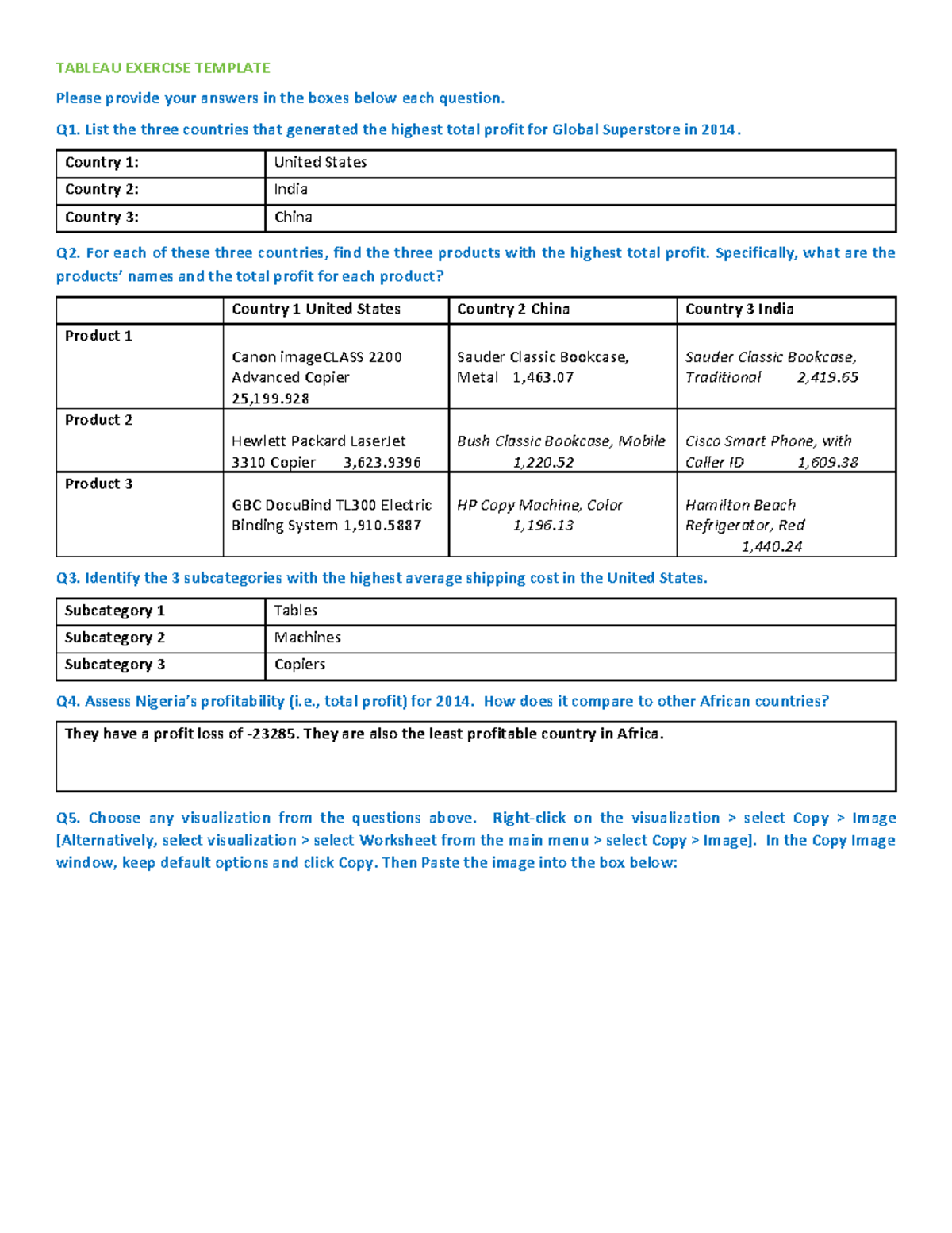 Sample/practice exam, questions and answers - TABLEAU EXERCISE TEMPLATE ...