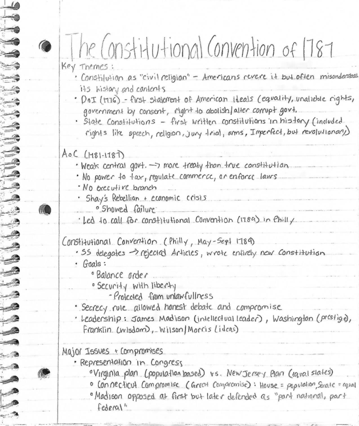 The Constitutional Convention (1789): Key Themes and Compromises - Studocu