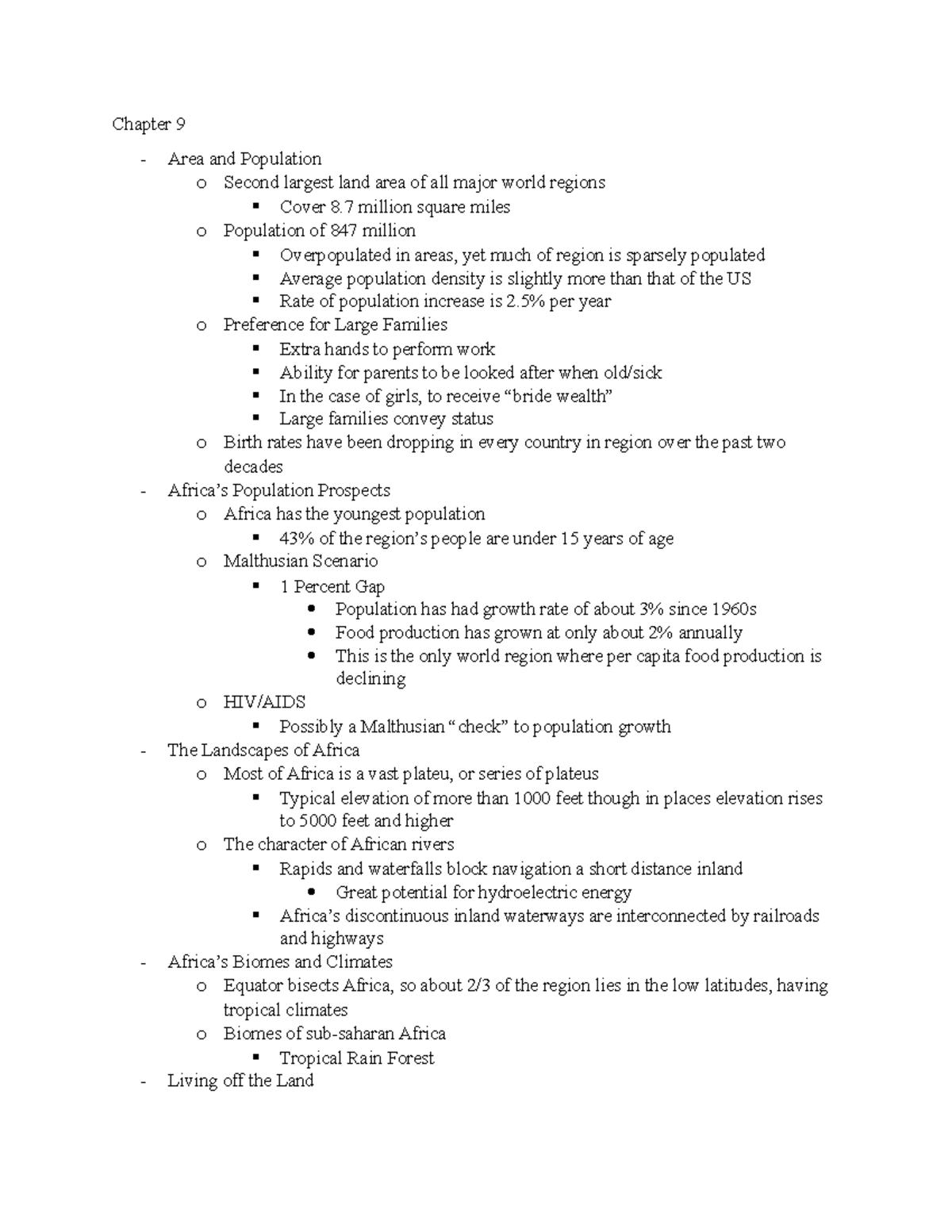 Chapter 9 Notes - Chapter 9 Area and Population o Second largest land ...