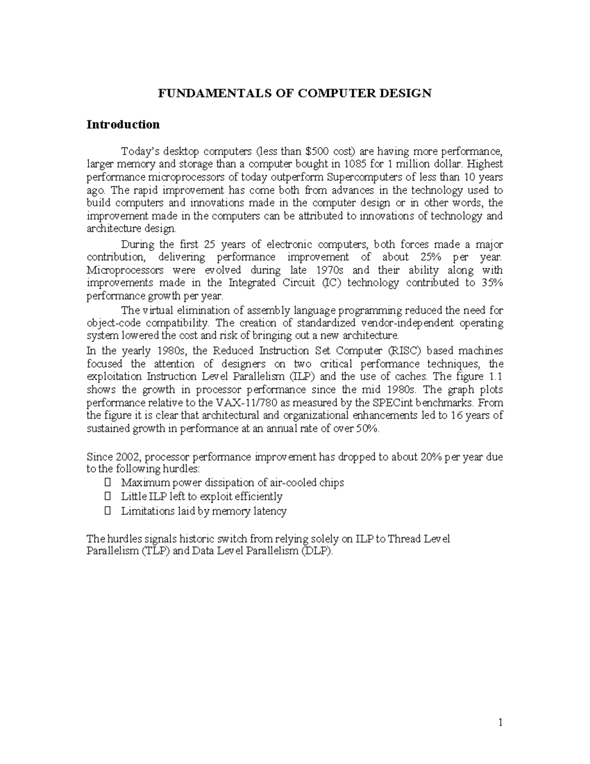 Fundamentals of computer design - FUNDAMENTALS OF COMPUTER DESIGN ...