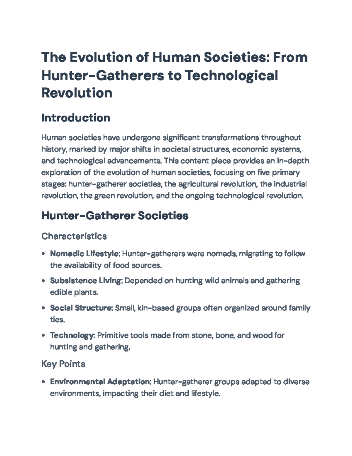 The Evolution of Human Societies: Key Stages & Impacts (Course Code ...