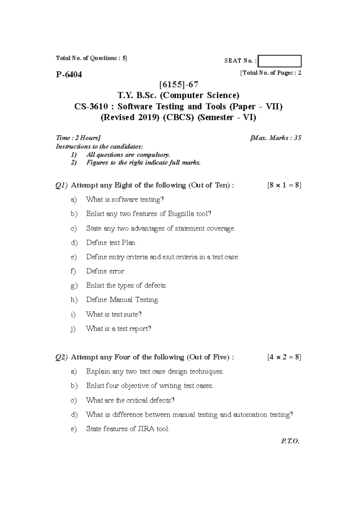 T.Y. B.Sc. (Computer Science) Software Testing and Tools - Solved PYQ ...
