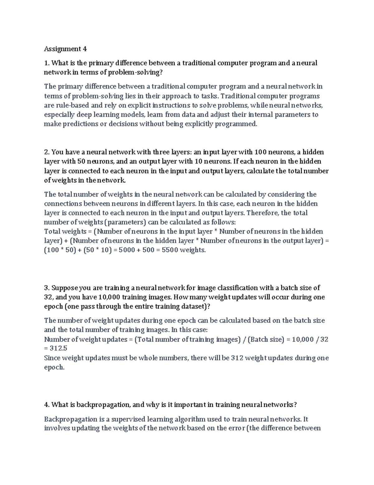 Assignment 4: Neural Networks and Image Classification Solutions - Studocu
