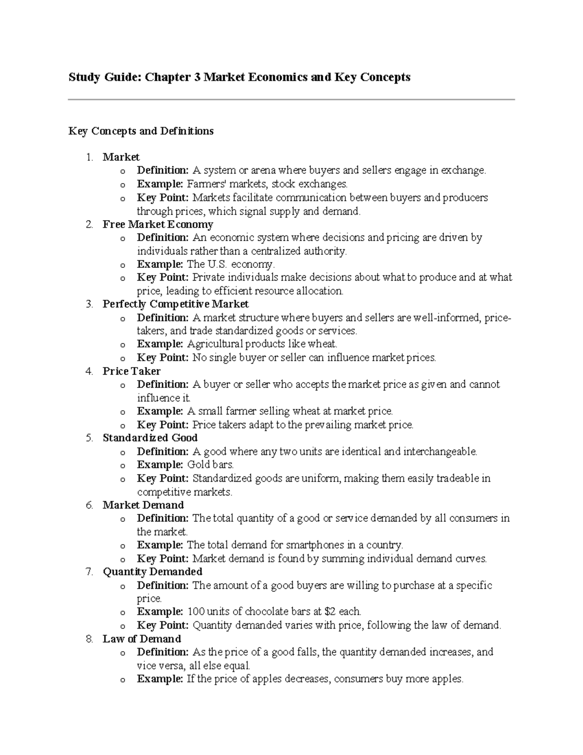 Eco 101: Chapter 3 Study Notes on Market Economics Concepts - Studocu