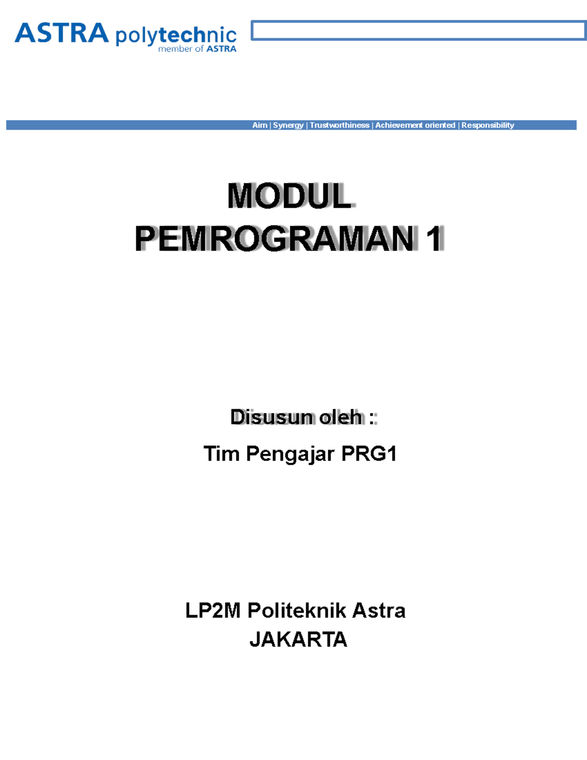 Modul Pemrograman 1 (PRG1) - Semester 1: Konsep Algoritma dan ...