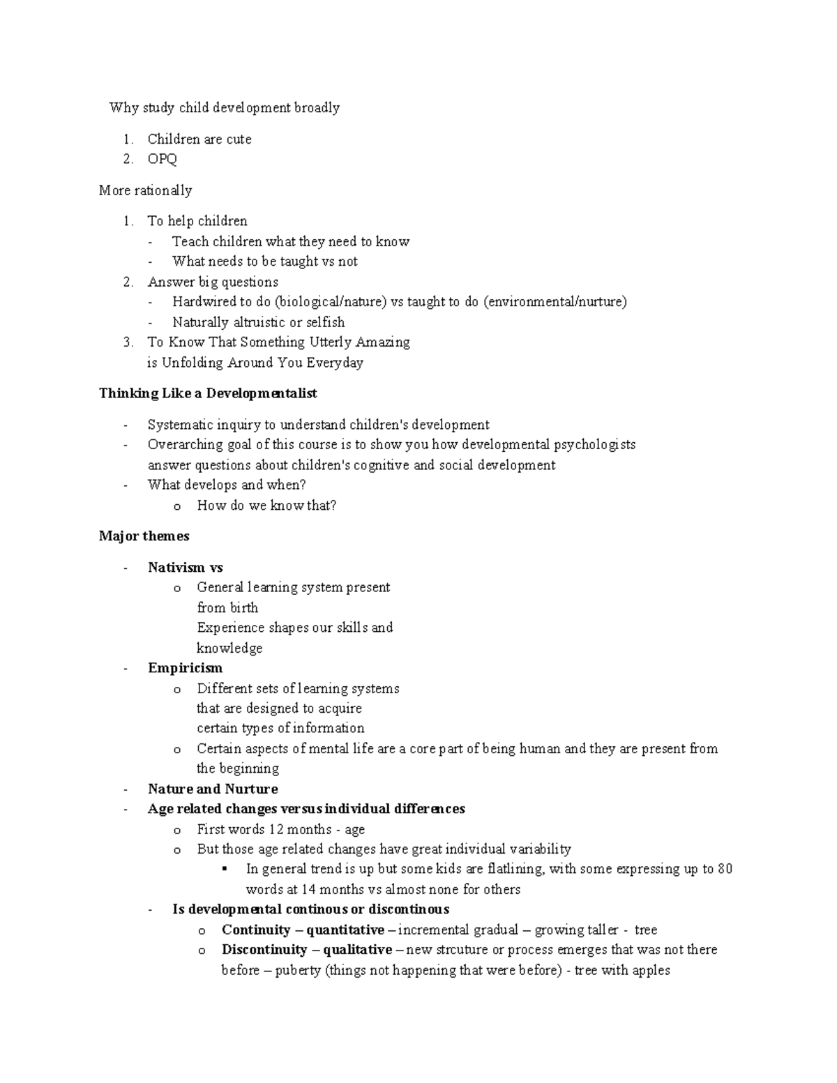PSYC 304 Midterm 1 - Understanding Child Development and Perception ...