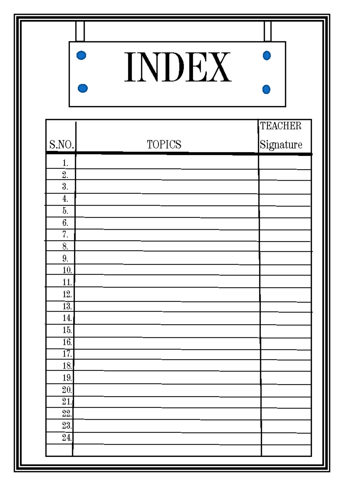 Index - hello - english composition - INDEX TEACHER S. TOPICS Signature ...