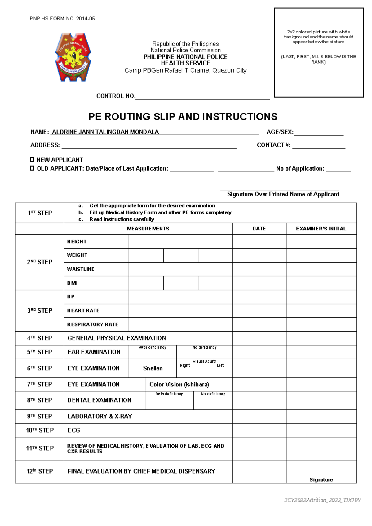 PE- Routing-SLIP - Notging - 2CY2022Attrition_2022_TJX1BY PNP HS FORM ...