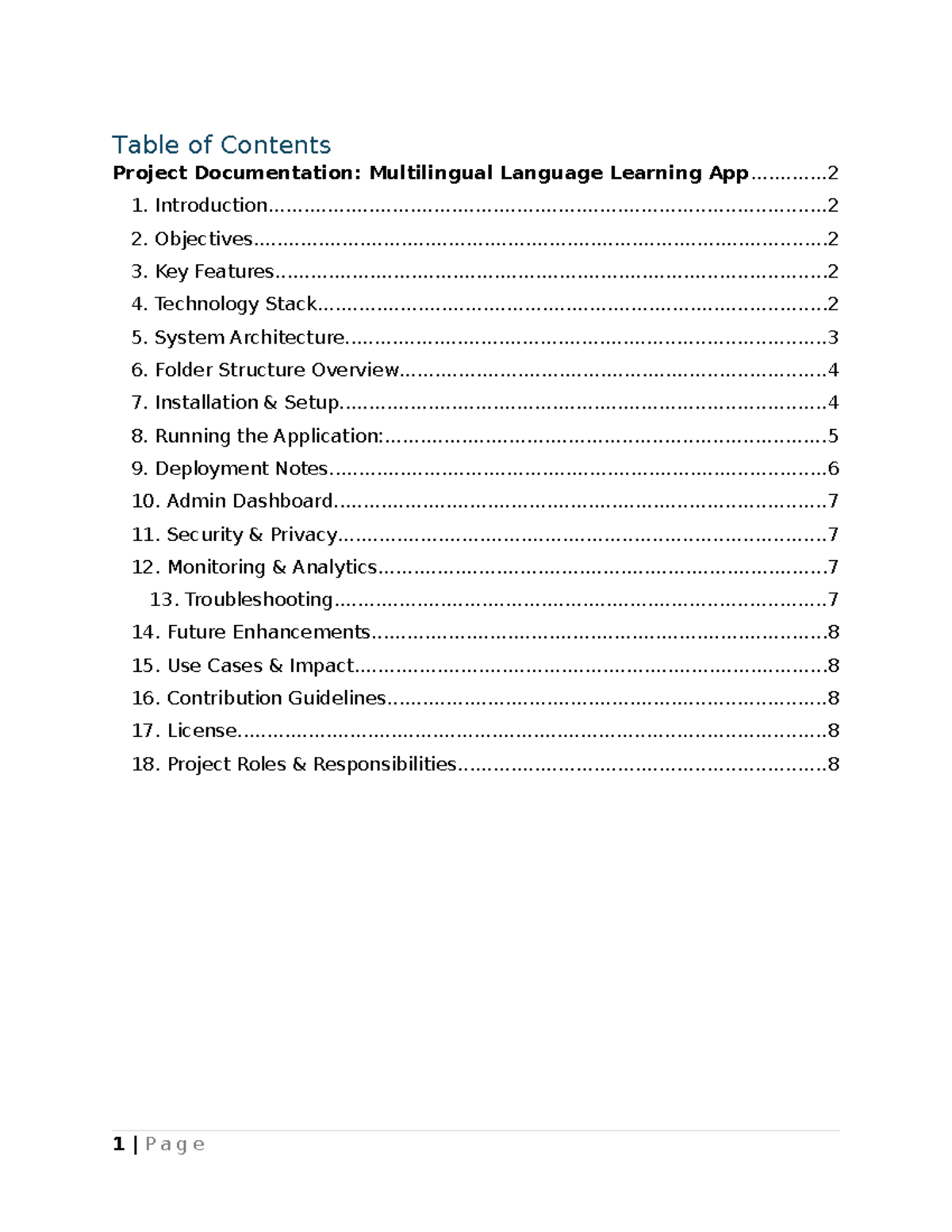Project Documentation: Multilingual Language Learning App Overview ...