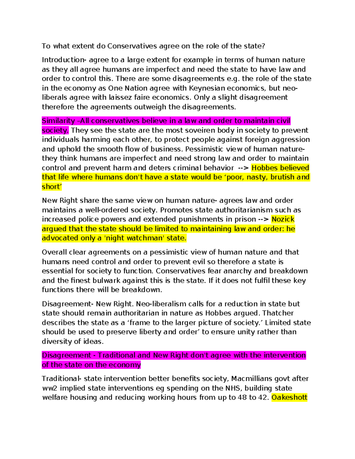 Conservatives Essay Plans - To what extent do Conservatives agree on ...