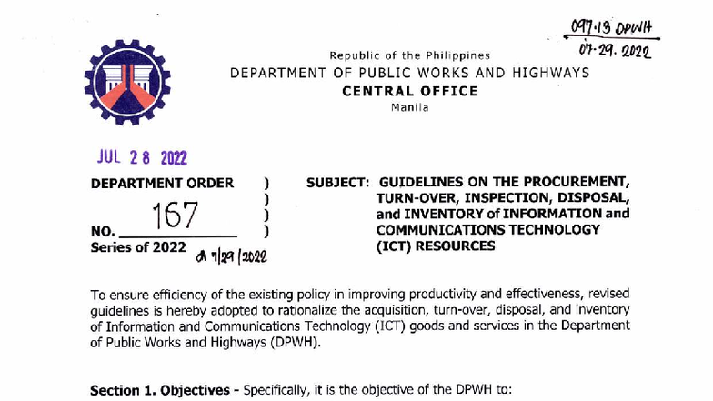 D.O. No. 167 s. 2022: Guidelines for ICT Procurement & Inventory ...