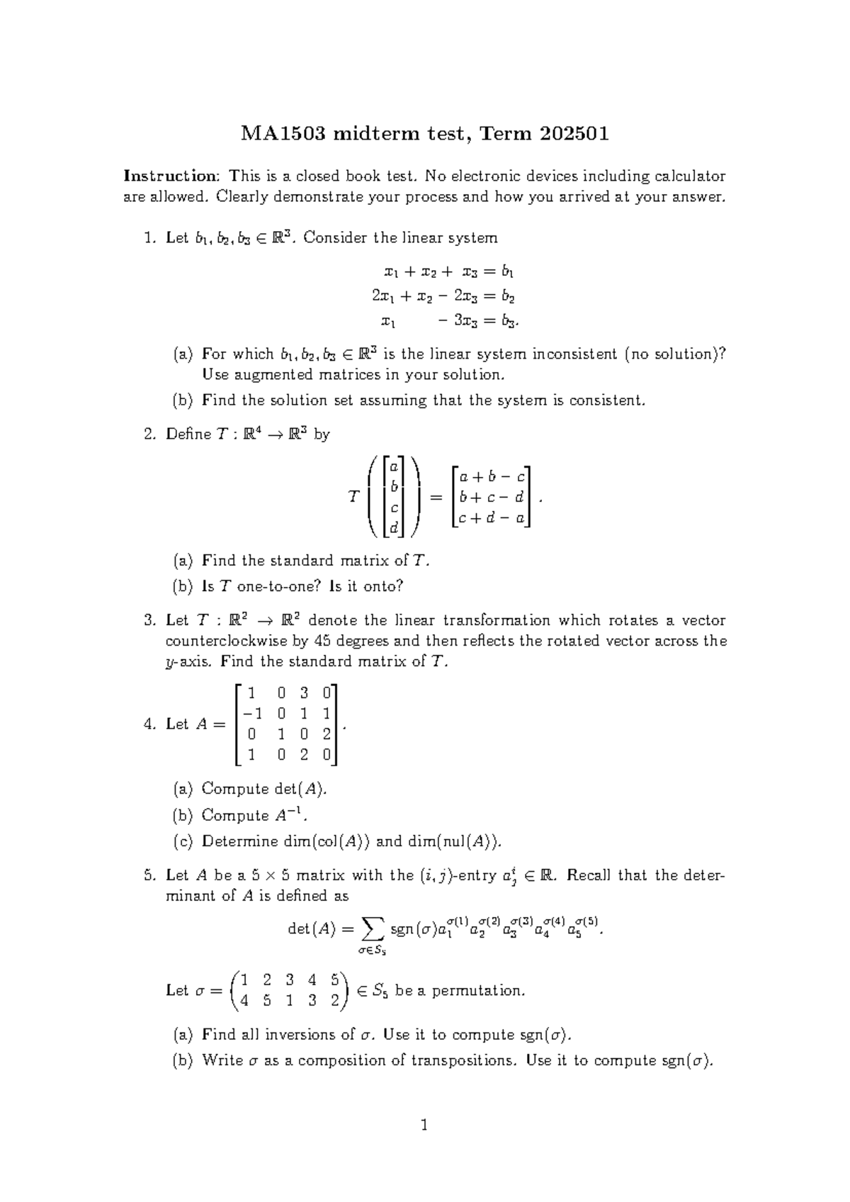 MA1503 Midterm Test Solutions, Term 202501 - Studocu
