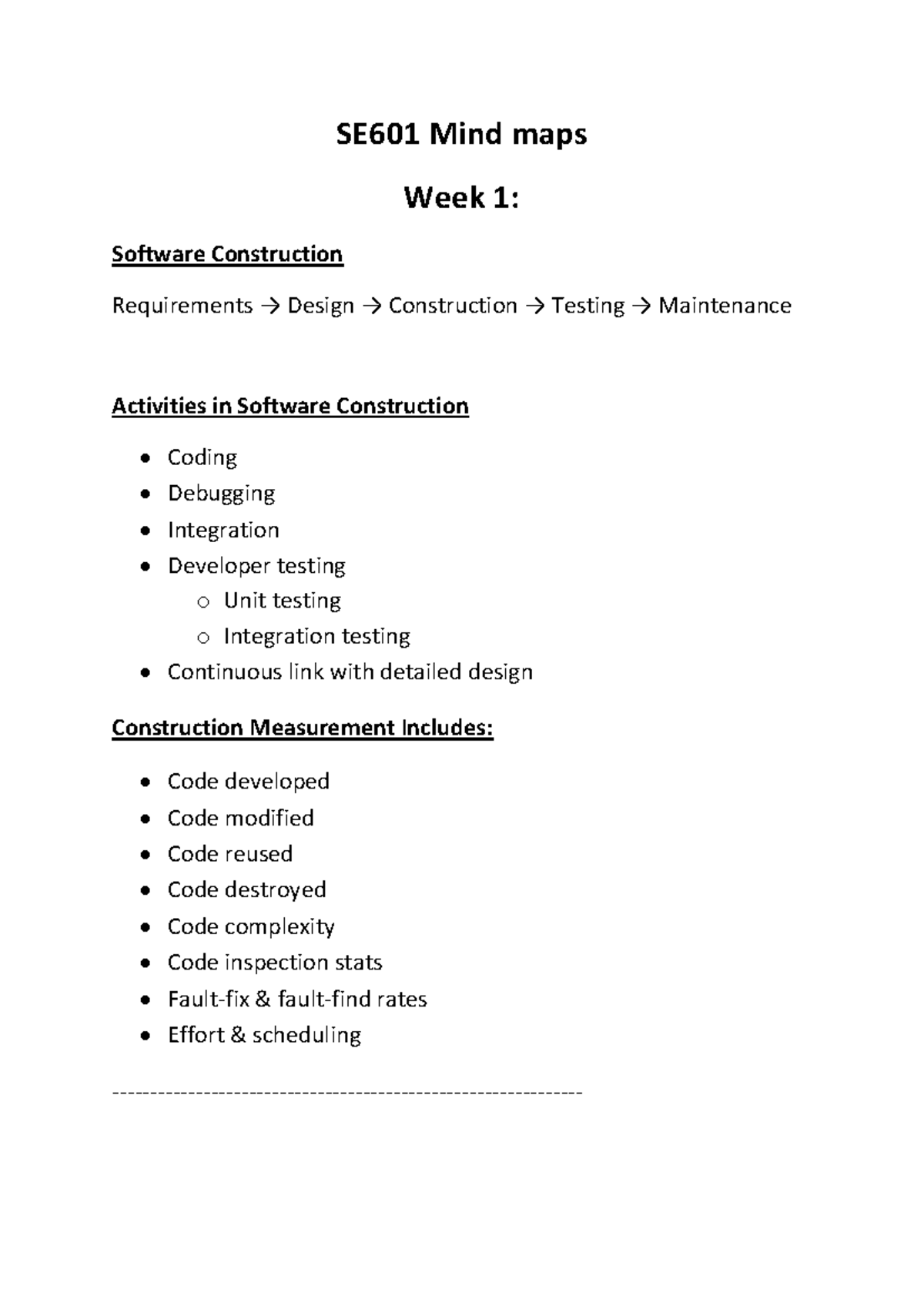 SE601 Week 1-9 Notes: Software Construction & Usability Principles ...