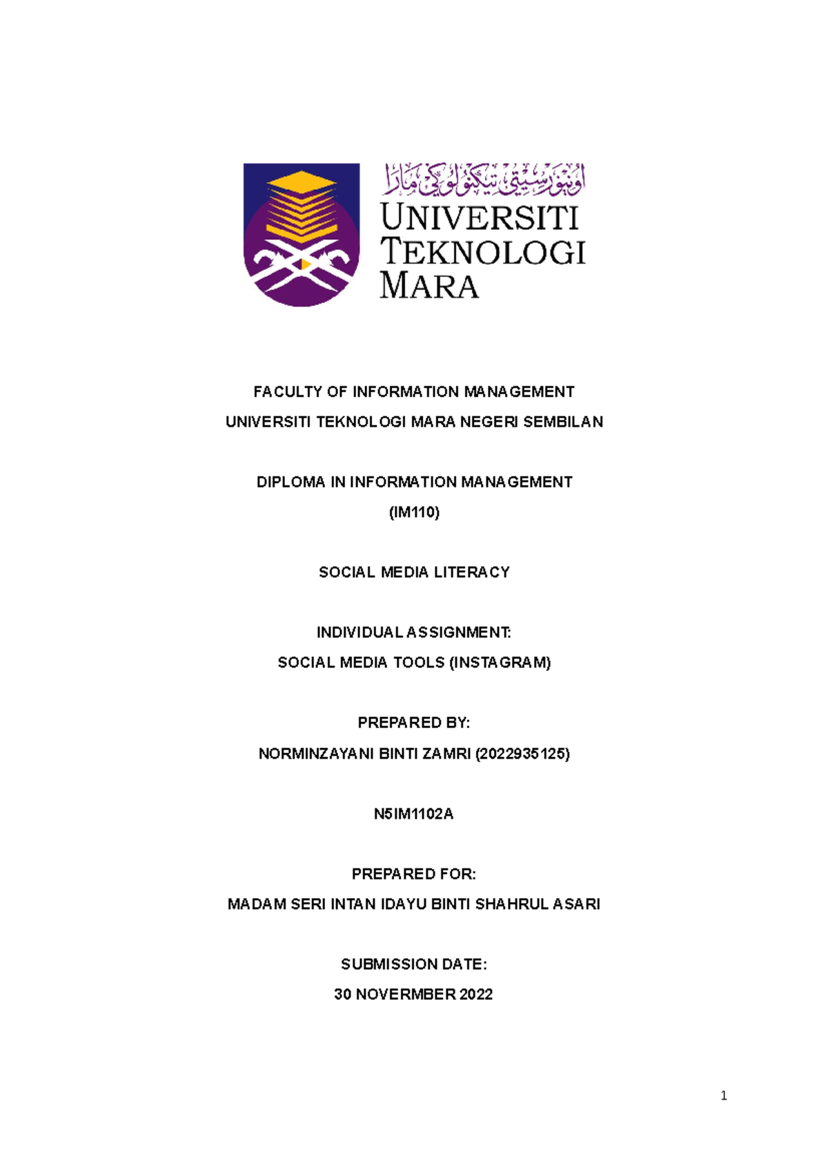 IMD164 Individual Assignment: Analysis of Instagram as a Tool - Studocu