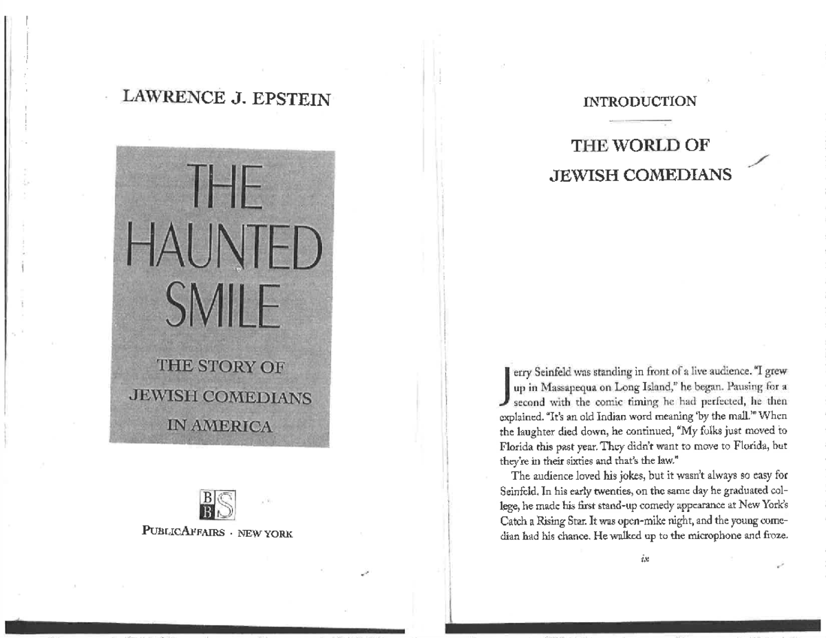 Epstein Introduction: The Legacy of Jewish Comedians in America - Studocu