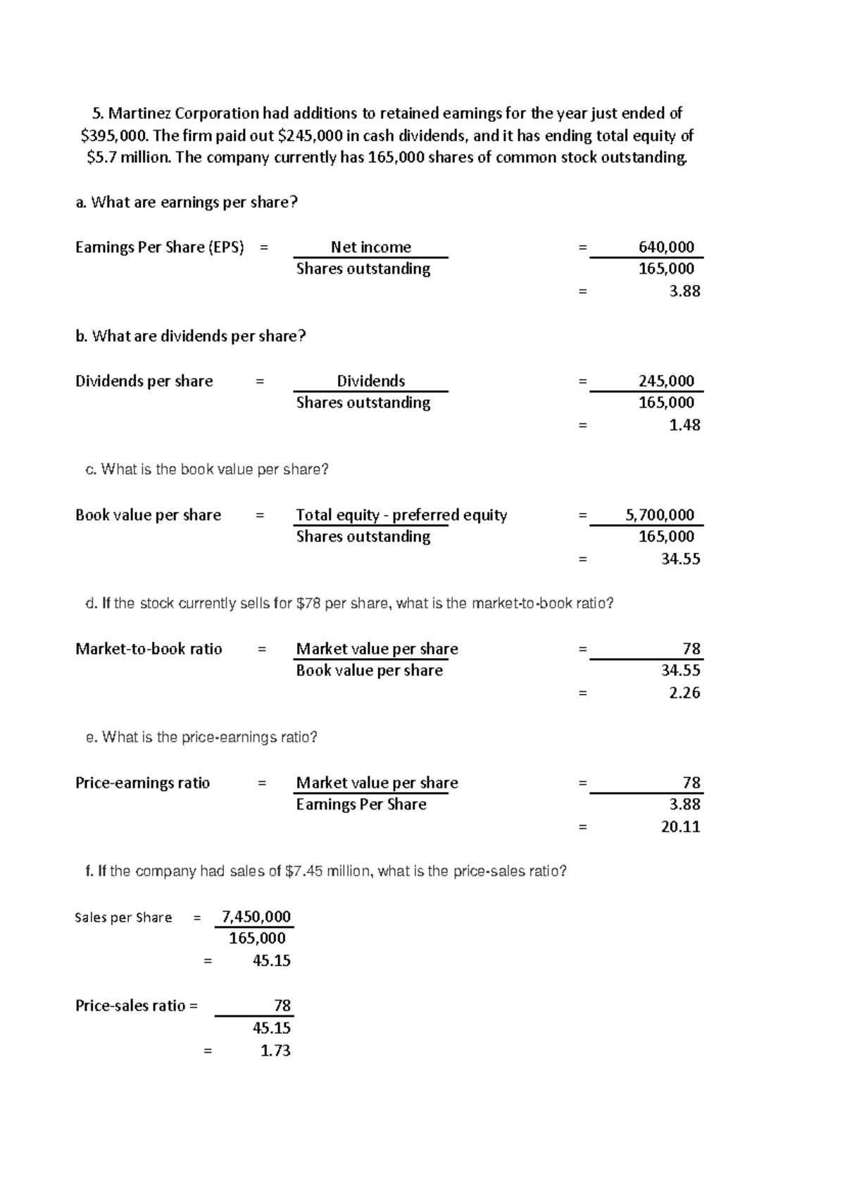 Exercise Chapter 3: Financial Ratios and Earnings Analysis - Studocu