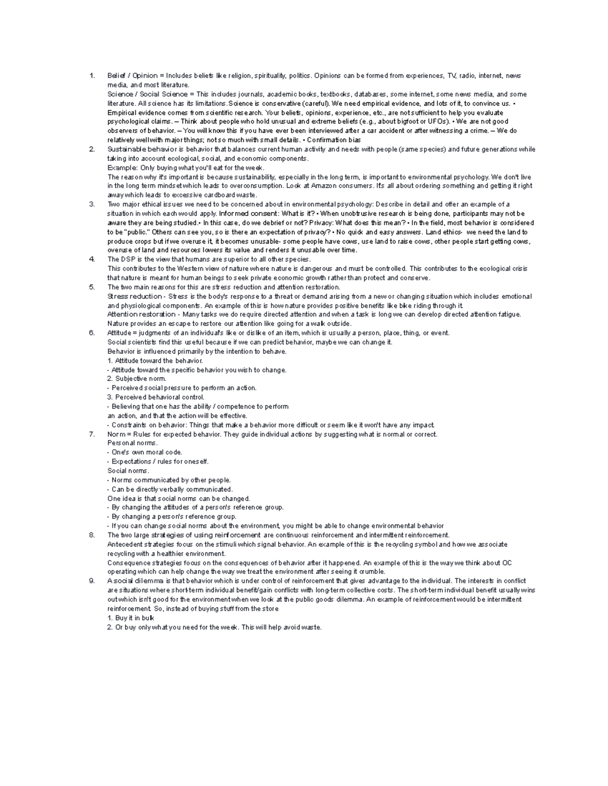 ENVP 101 Midterm Notes: Key Concepts in Environmental Psychology - Studocu