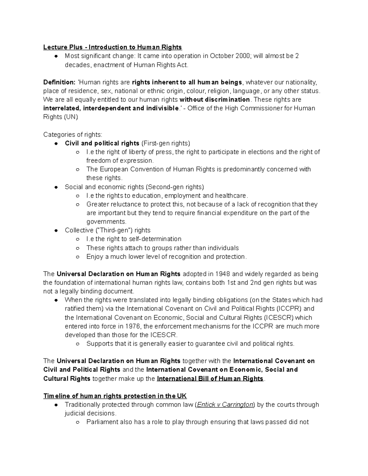 Public Law: Human Rights Act 1998 - Lecture Plus - Introduction to ...