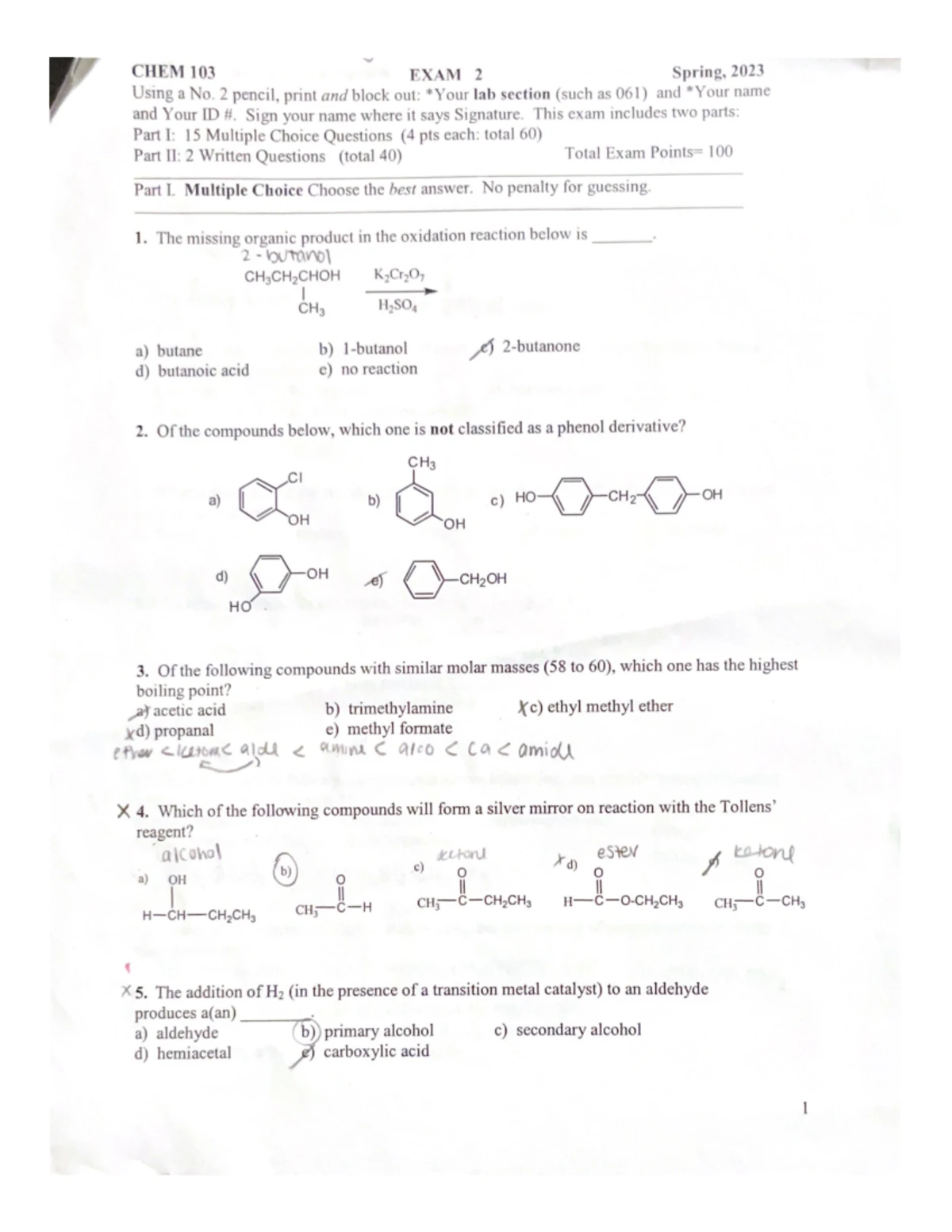 CHEM 103 Midterm Exam 2 Study Guide and Review - Studocu