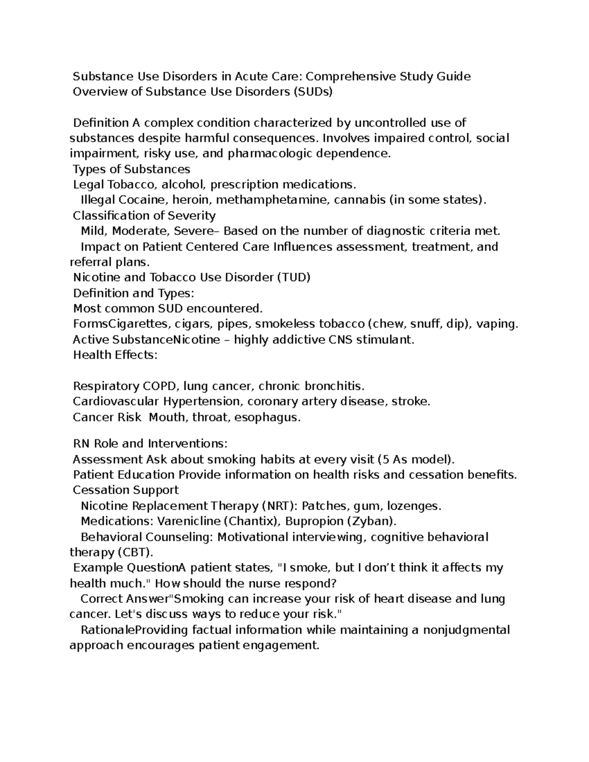 Substance Use Disorders in Acute Care: Comprehensive Study Guide ...